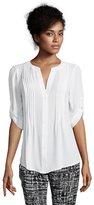 Thumbnail for your product : BCBGMAXAZRIA white chiffon 'Twiggy' short sleeve button down blouse