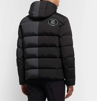 Fendi Slim-Fit Logo-Appliqued Colour-Block Quilted Nylon-Blend Hooded Down Jacket