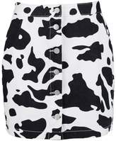 Thumbnail for your product : boohoo Cow Button Through Mini Denim Skirt