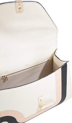 Valextra contrast geometric trim handbag