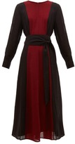 Thumbnail for your product : Cefinn Panelled Belted Voile Midi Dress - Burgundy Multi