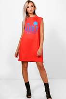 Thumbnail for your product : boohoo Erin Space Ibiza Sleeveless T-Shirt Dress