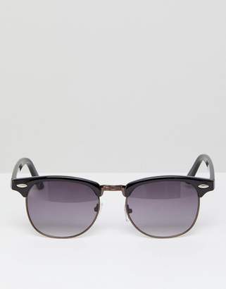 ASOS Retro Sunglasses In Black With Chocolate Metal Details