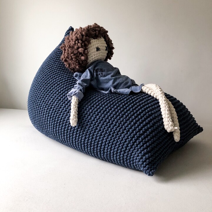 Etsy Knitted Denim Blue Bean Bag Chair Scandinavian Kids Decor