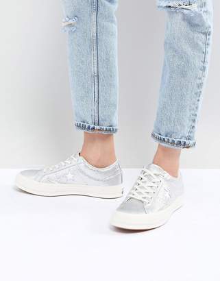 Converse One Star ox trainer in silver