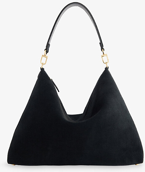 Totême Womens Black Bevel Medium Suede Tote Bag