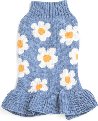 TJMAXX Flower Motif Pet Sweater Dress, Acrylic