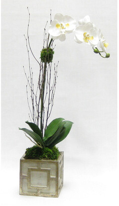 Bougainvillea Artificial Orchid In Mini Wooden Square Container
