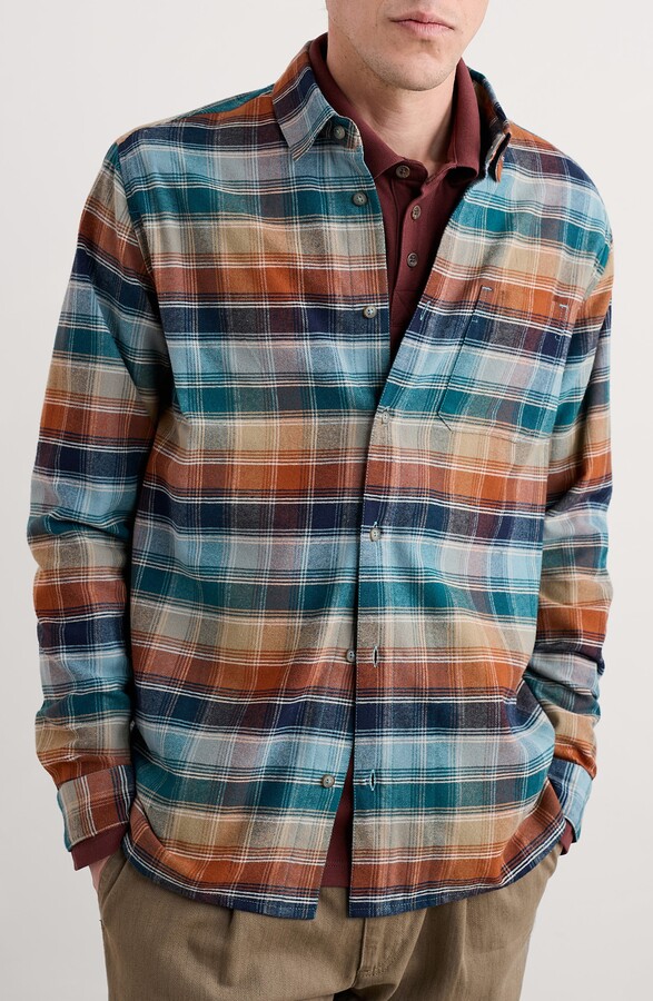 Seasalt Cornwall Fathomer Plaid Organic Cotton Flannel Button-Up Shirt