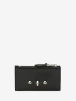 Thumbnail for your product : Alexander McQueen Skull and Stud Zip Card Holder