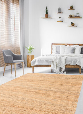 Bayou Breeze Bove Abstract Handwoven Jute Tan Area Rug
