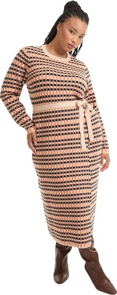 June & Vie June+ViebyRoaman'sFauxWrapSweaterMidiDress-30/32Plaid