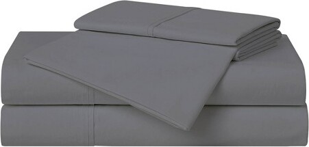 Cannon CannonSplitKing5pcSolidPercaleSheetSetGray:100%Cotton200ThreadCountIncludes2Pillowcases&FittedSheets