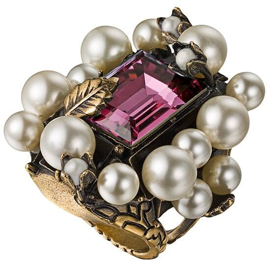 Gucci Ring with crystal and pearls - ShopStyle