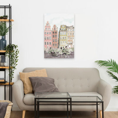 Red Barrel Studio European Enchantment - Contemporary Townhouses European Street Caf Table Art