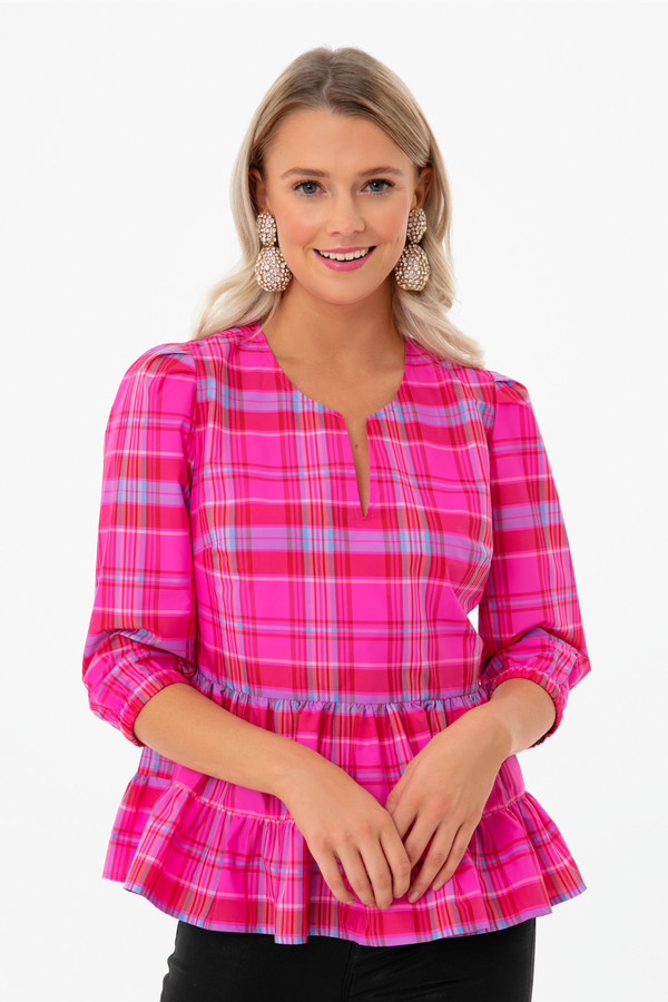 womens plaid peplum top