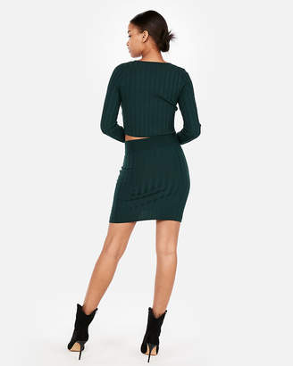 Express Wide Rib Wrap Sweater Mini Skirt