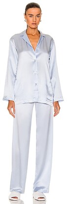La Perla Silk Long Pajama Set in Blue