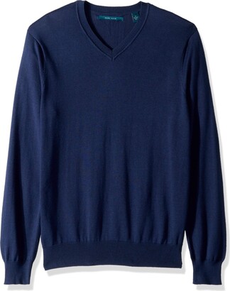 Perry Ellis mens Classic Solid V-neck Sweater