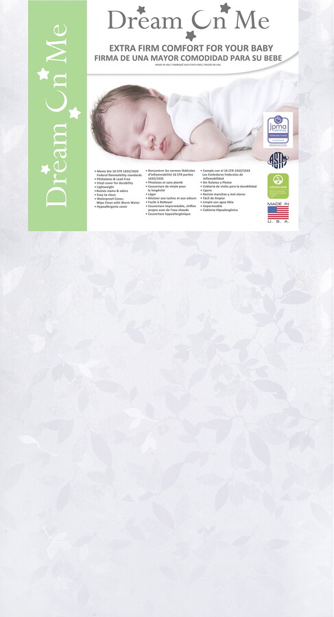 Dream on Me Jasmine 4” Crib & Toddler Foam Mattress, Greenguard Gold Certified