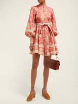 Thumbnail for your product : Zimmermann Veneto Border Floral-print Linen Dress - Womens - Red