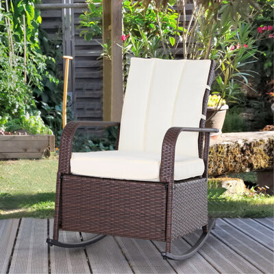 Dovecove Outdoor Rocking Chair With Adjustment Backrest And Adjustable Footrest Contemporary Rocking Chair For Home