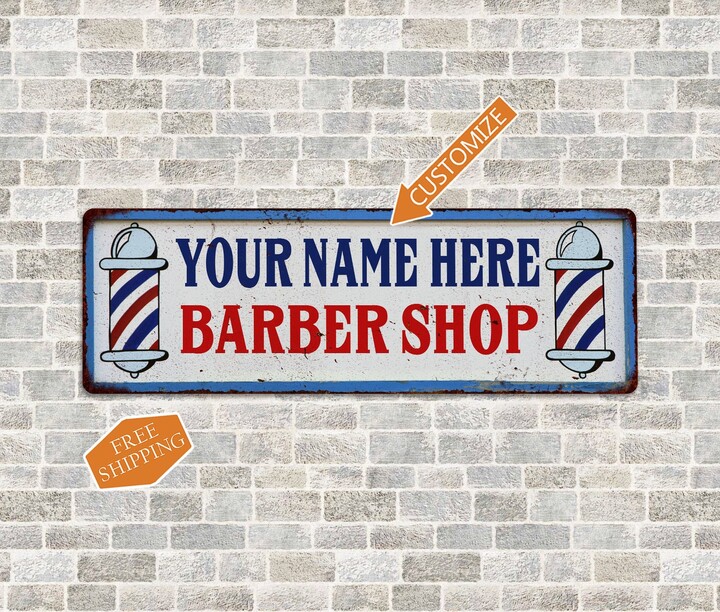 Personalized Barber Shop Sign, Custom Hair Cut Dresser, Decor, Pole 106180031001