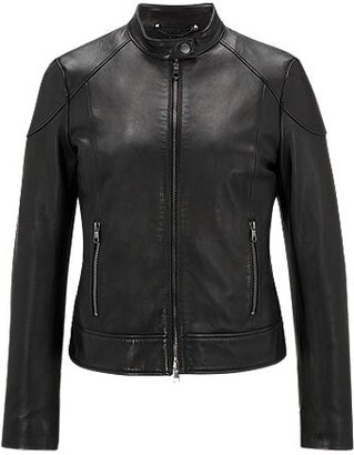 HUGO BOSS Regular-fit zip-up jacket in soft leather