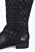 Thumbnail for your product : boohoo Nancy Quilted Buckle Trim Knee High Boot
