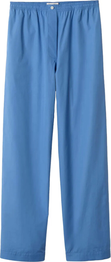 Miu Miu Embroidered-Logo Poplin Trousers
