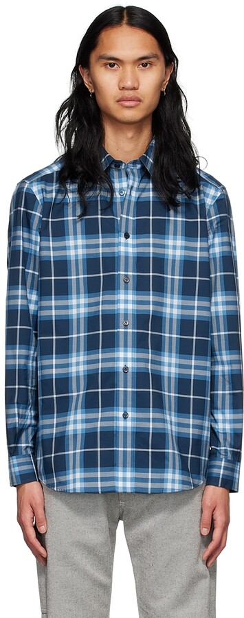 Burberry Blue Check Men's Shirts | Shop the world's largest 