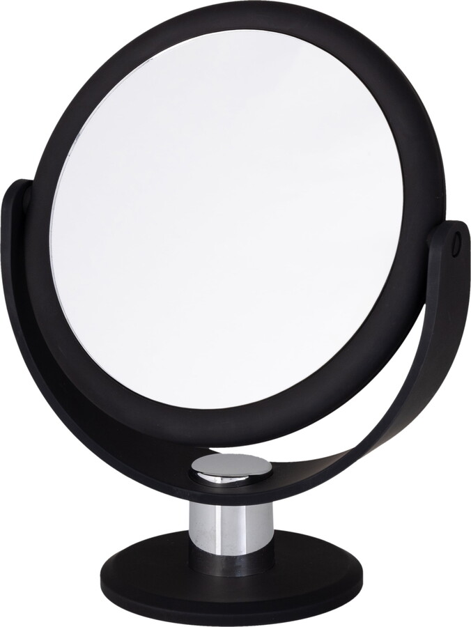 Home Details 7" Freestanding Vanity Mirror Rubberized 1X-10X Magnification, Black