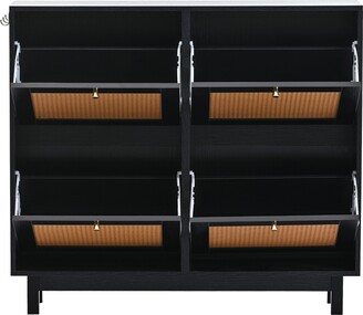 DN 4-Tier Metal Shoe Rack, Modern Multifunctional Shoe Storage Shelf with MDF Top Board, 1 PC per Carton - Brown