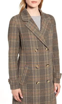 Kenneth Cole New York Plaid Wool Blend Coat with Removable Faux Fur Collar