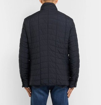 Canali Leather-Trimmed Quilted Shell Jacket
