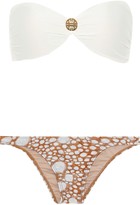 Thumbnail for your product : Adriana Degreas Twist-front Embellished Printed Low-rise Bandeau Bikini
