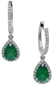Effy Brasilica 14K White Gold, Natural Emerald & Diamond Drop Earrings