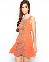 Thumbnail for your product : Max C London Print Front Dress with Pleated Skirt - Orange