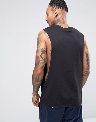 ASOS Longline Sleeveless T-Shirt With Extreme Dropped Armhole In Black