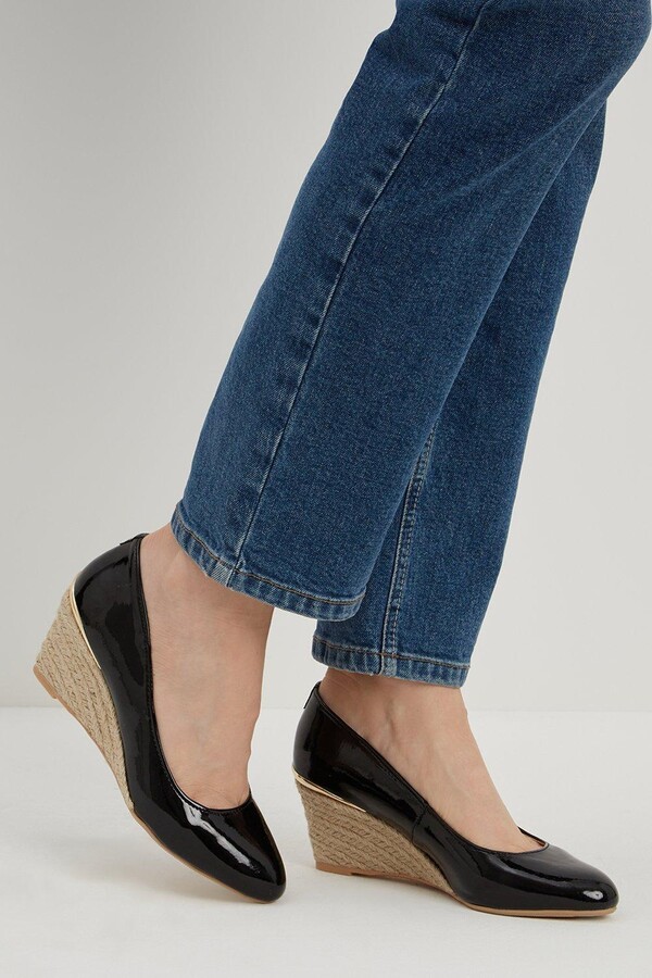 suede wedge court shoes