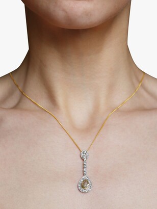Milton & Humble Jewellery Second Hand 18ct Yellow Gold & Platinum Diamond Drop Pendant Necklace