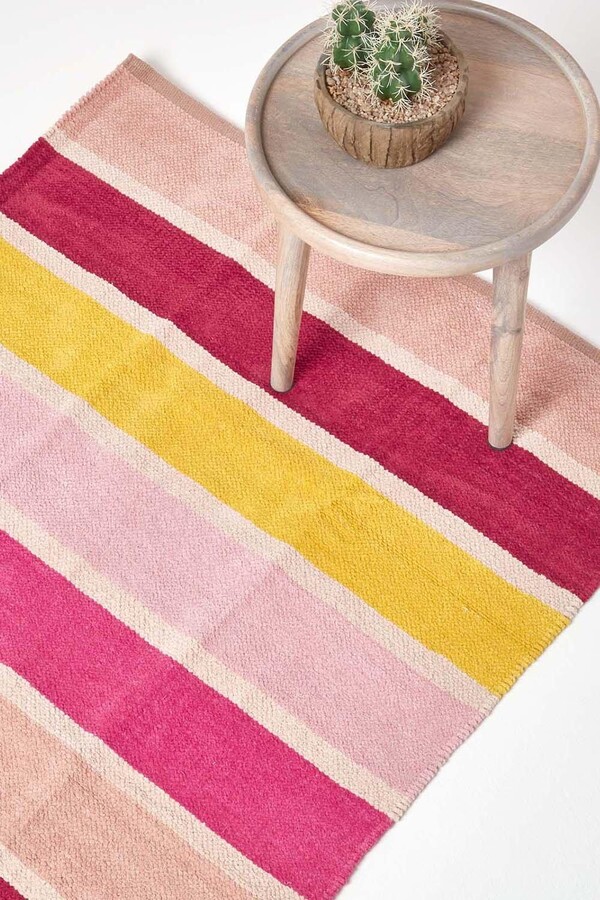 Homescapes Cotton Chenille Striped Rug ShopStyle