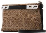 Thumbnail for your product : Loewe brown Missy small two tone logo print leather clutch bag