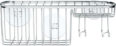 InterDesign iDesign Gia Polished Stainless Steel Bathroom Suction Combo Organizer Basket - 11" x 4.25" x 4"