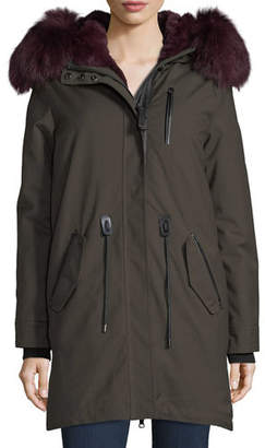 Mackage Rena-WX Zip-Front Parka Jacket w/ Fox Fur