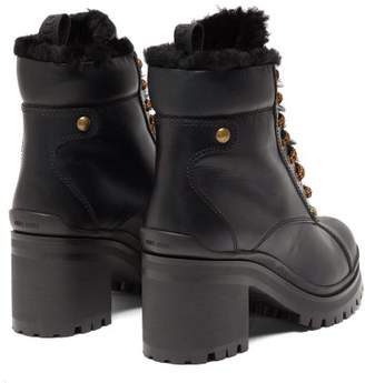 Miu Miu Shearling-lined Leather Ankle Boots - Womens - Black