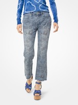 Thumbnail for your product : MICHAEL Michael Kors Sketch-Print Cropped Jeans