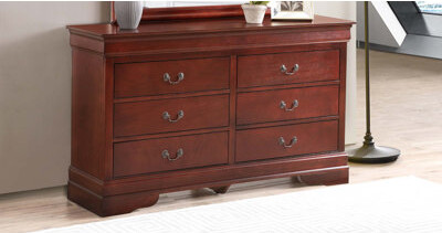 Glory Furniture Louis Phillipe Vernon 6 Drawer Double Dresser