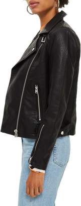 Topshop Leather Look Biker Jacket