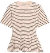 Thumbnail for your product : By Malene Birger Pleated Striped Cotton-blend Jersey Peplum Top